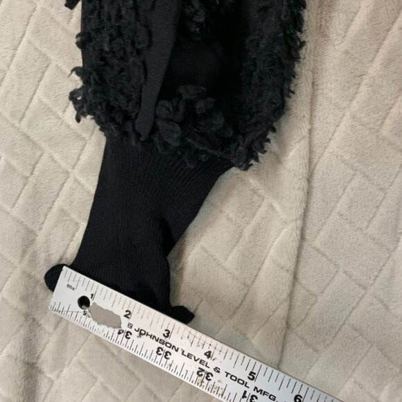 Almost Famous Womens S Sweater Black Ribbed Sheer Long Puff Sleeve Cabin Cottage - Picture 11 of 16